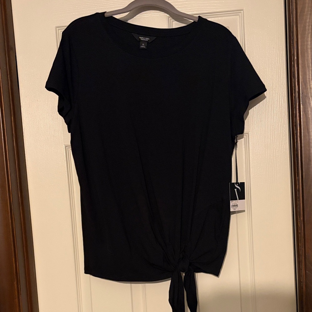 Simply Vera Wang Black Tie-Front Tee